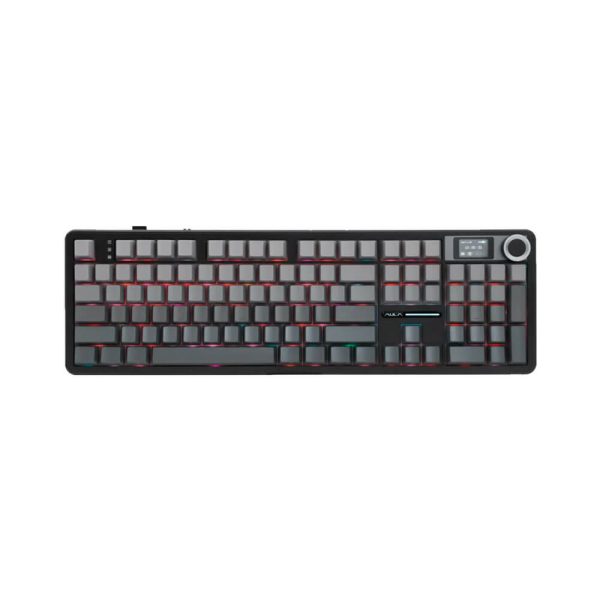 TECLADO GAMER AULA F108 PRO (F108-PRO) WIRED - BT - WIRELESS | BLACK DEGRADED | SWITCH FLOWER | LED-RGB