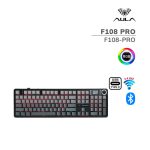 TECLADO GAMER AULA F108 PRO (F108-PRO) WIRED - BT - WIRELESS | BLACK DEGRADED | SWITCH FLOWER | LED-RGB