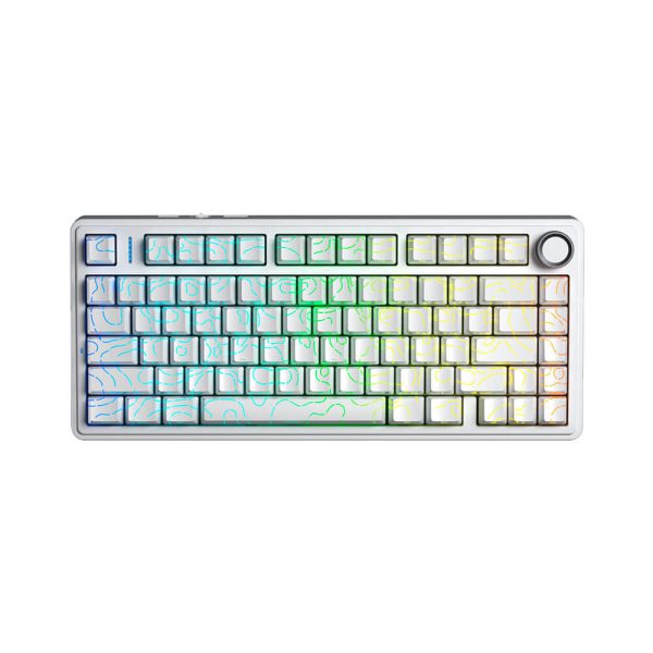 TECLADO GAMER AULA F75 PRO (F75PRO) WIRED - BT - WIRELESS | WHITE CONTOUR | SWITCH STAR VECTOR | LED-RGB