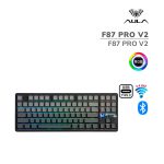 TECLADO GAMER AULA F87 PRO V2 (F87 PRO V2) WIRED - BT - WIRELESS | BLACK DEGRADED | SWITCH GRAY WOOD | LED-RGB