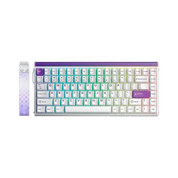 TECLADO GAMER AULA HERO84HE (HERO84HE) WIRED | WHITE/PURPLE | SWITCH BLACK KING MAGNETIC | LED-RGB