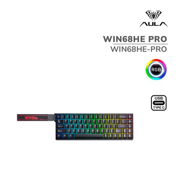 TECLADO GAMER AULA WIN68HE PRO (WIN68HE-PRO) WIRED | BLACK | SWITCH MAGNETIC | LED-RGB