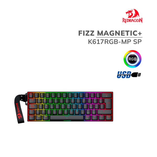 TECLADO GAMER REDRAGON FIZZ MAGNETIC+ (K617RGB-MP SP) SWITCH MAGNETIC ULTRAMAG | LED-RGB