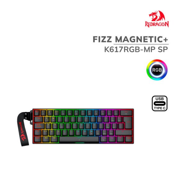TECLADO GAMER REDRAGON FIZZ MAGNETIC+ (K617RGB-MP SP) SWITCH MAGNETIC ULTRAMAG | LED-RGB