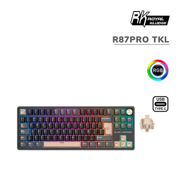 TECLADO GAMER ROYAL KLUDGE (R87PRO TKL) PHANTOM| CREAMY SWITCH| LED-RGB
