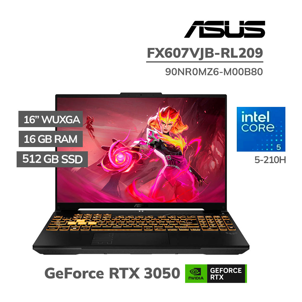 90NR0MZ6-M00B80_ LAPTOP GAMER ASUS TUF FX607VJB-RL209 CORE 5-210H 16GB 512GB SSD GEFORCE RTX 3050 6GB 16 WUXGA 144HZ FREEDOS(90NR0MZ6-M00B80) - Imagen 1