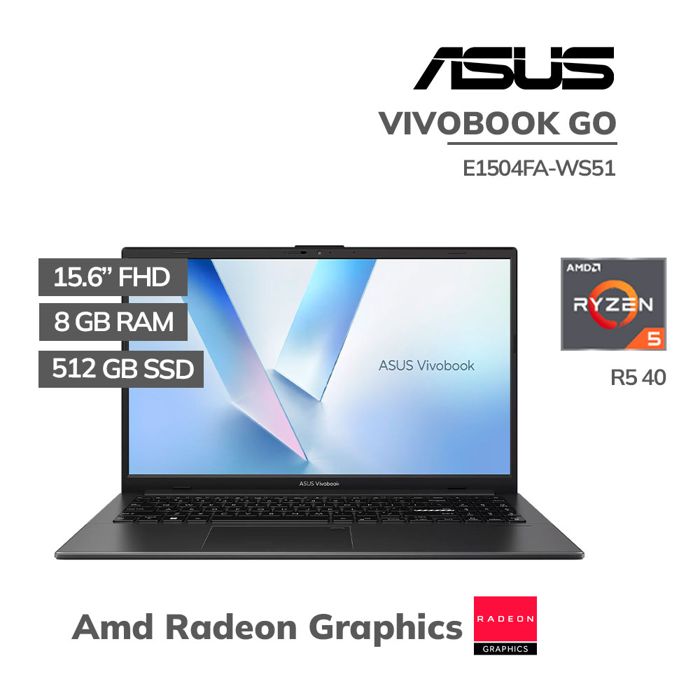 E1504FA-WS51 LAPTOP ASUS VIVOBOOK GO E1504FA-WS51 RYZEN 5 40 8GB DDR4 512GB SSD 15.6 FHD WINDOWS 11 - Imagen 1
