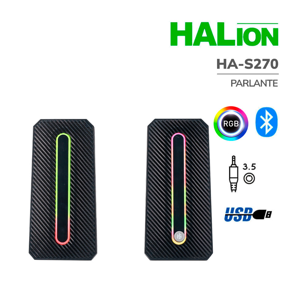 HA-S270 PARLANTE GAMER HALION ( HA-S270 ) USB | LED-RGB - Imagen 1