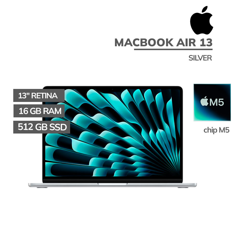 MDH74LL APPLE MACBOOK AIR 13 CHIP M5 16GB 512GB SSD 13 RETINA MAC OS ( MDH74LL/A ) SILVER - Imagen 1