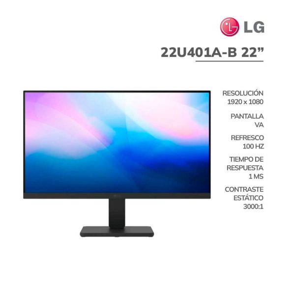 MONITOR LG 22" (22U401A-B) PANEL VA FHD| 100HZ/ 1MS| 1 HDMI