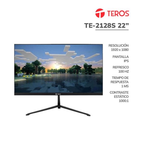 MONITOR TEROS 22" TE-2128S PANEL IPS| 100HZ/ 1MS| HDMI- VGA