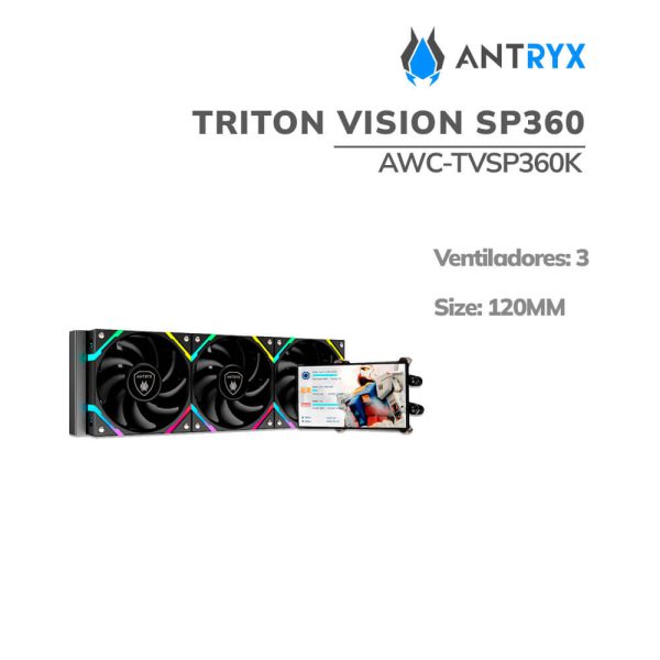 SISTEMA DE ENFRIAMIENTO LIQUIDO ANTRYX TRITON VISION SP360 (AWC-TVSP360K) LCD 5" | LED-ARGB