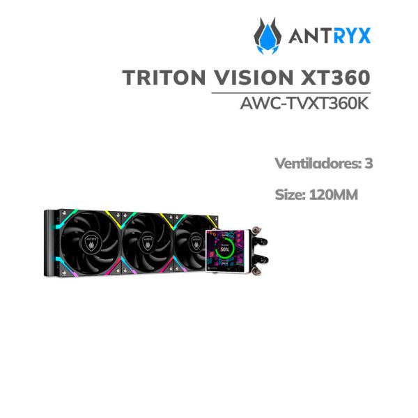 SISTEMA DE ENFRIAMIENTO LIQUIDO ANTRYX TRITON VISION XT360 (AWC-TVXT360K) LCD 3.4" | LED-ARGB