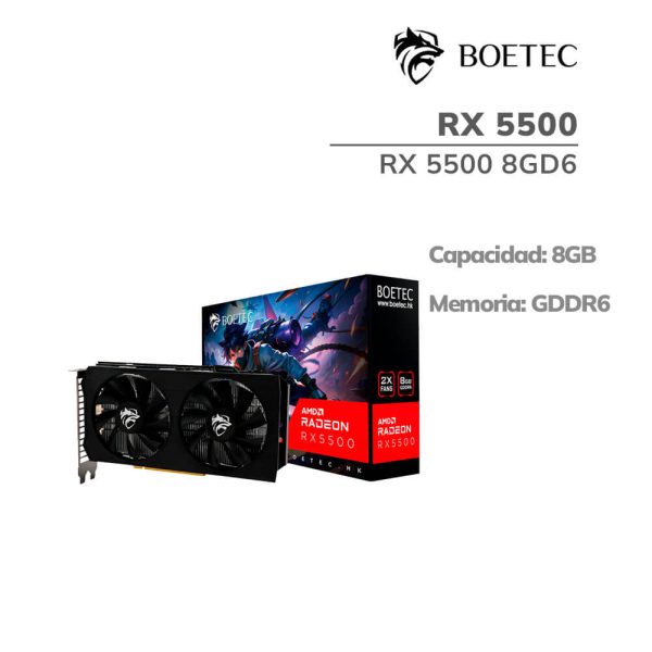 TARJETA DE VIDEO BOETEC RX 5500 8GB GDDR6 (RX 5500 8GD6) 128 BITS