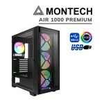 CASE MONTECH AIR 1000 PREMIUM S/FUENTE|LED-RGB|VIDRIO/MESH|NEGRO