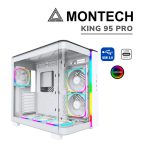 CASE MONTECH KING 95 PRO WHITE ( KING 95 PRO ) S/FUENTE | VIDRIO TEMPLADO | 6 LED-ARGB