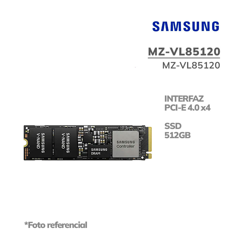 MZ-VL85120 DISCO SOLIDO SSD SAMSUNG 512GB ( MZ-VL85120 ) PCIE | NVME | GEN4 - OEM - Imagen 1