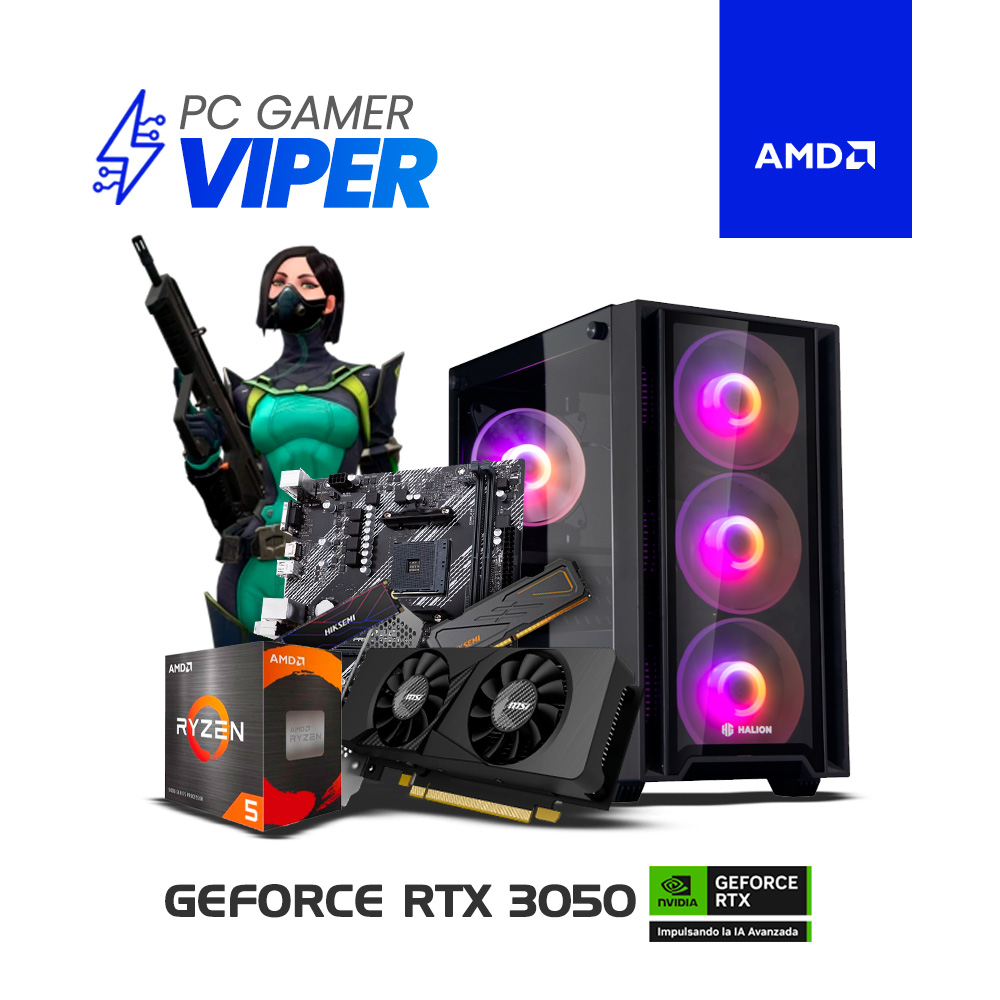 PC VIPER.jpg PC GAMER VIPER - RYZEN 5 5500 | 16GB RAM | 512GB SSD | GEFORCE RTX 3050 6GB