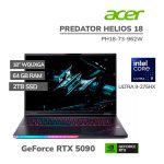 LAPTOP GAMER ACER PREDATOR HELIOS 18 PH18-73-962W ULTRA 9-275HX 64GB 2TB SSD GEFORCE RTX 5090 24GB 18 WQUXGA 240HZ WINDOWS 11