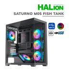 CASE GAMER HALION SATURNO M05 FISH TANK ( SATURNO-05 ) S/FUENTE | VIDRIO TEMPLADO | 6 LED-ARGB