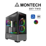 CASE MONTECH SKY TWO BLACK ( SKY TWO-B ) S/ FUENTE | VIDRIO TEMPLADO | LED-ARGB