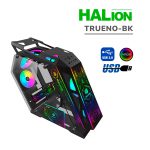 CASE GAMER HALION TRUENO ( TRUENO-BK ) S/FUENTE | VIDRIO TEMPLADO | 4 LED-ARGB