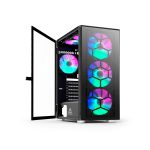 CASE MONTECH X3 GLASS BLACK S/FUENTE|VIDRIO TEMPLADO|LED-RGB|NEGRO - Imagen 3