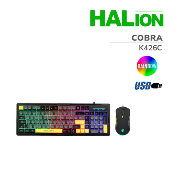 KIT GAMER HALION COBRA (K426C) TECLADO + MOUSE | LED-RAINBOW