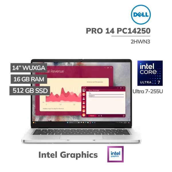 LAPTOP DELL PRO 14 PC14250 ULTRA 7-255U 16 GB 512GB SSD 14" WUXGA WINDOWS 11 PRO (2HWN3)