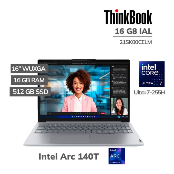 LAPTOP LENOVO THINKBOOK 16 G8 IAL ULTRA 7-255H 16GB DDR5 512GB SSD 16" WUXGA WINDOWS 11 PRO (21SK00CELM)