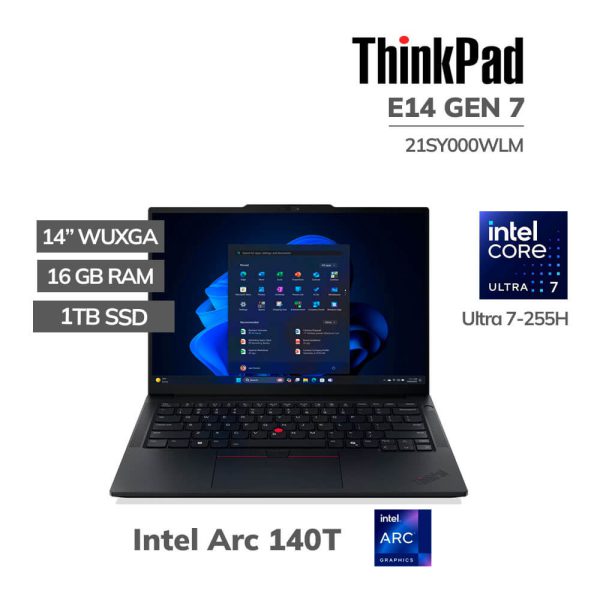 LAPTOP LENOVO THINKPAD E14 GEN 7 ULTRA 7-255H 16GB 1TB SSD 14" WUXGA WINDOWS 11 PRO (21SY000WLM)