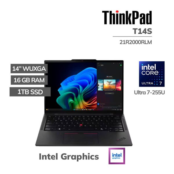 LAPTOP LENOVO THINKPAD T14S ULTRA 7-255U 16GB 1TB SSD 14" WUXGA WINDOWS 11 PRO (21R2000RLM)