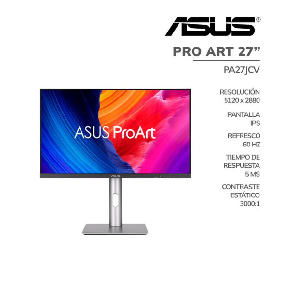 MONITOR ASUS PRO ART 27 5K UHD IPS(PA27JCV)PIVOTE|PARLANTE INTEGRADO
