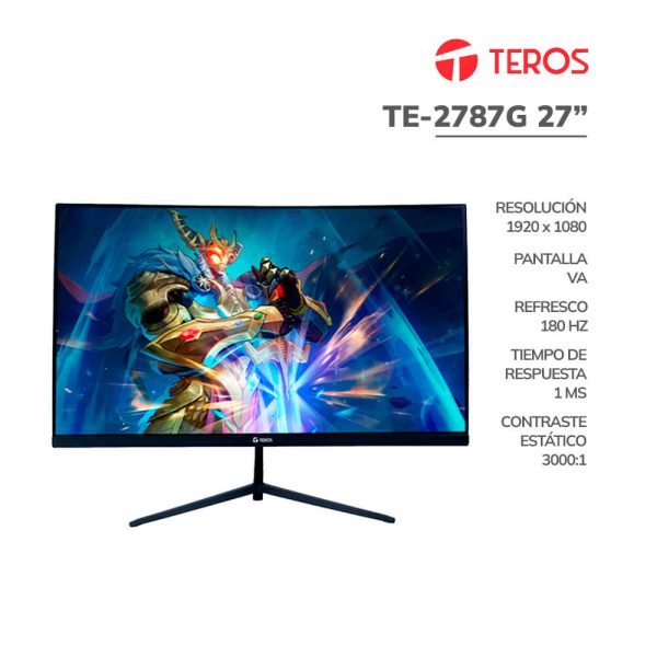 MONITOR GAMER TEROS 27" (TE-2787G) PANEL VA CURVO | 180HZ - 1MS | HDMI - DP