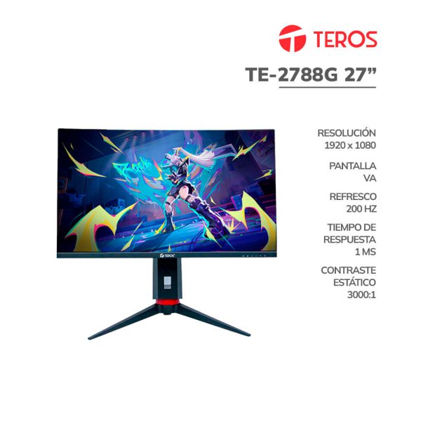 MONITOR GAMER TEROS 27" (TE-2788G) CURVO| PANEL VA| 200HZ/ 1MS| HDMI- DP