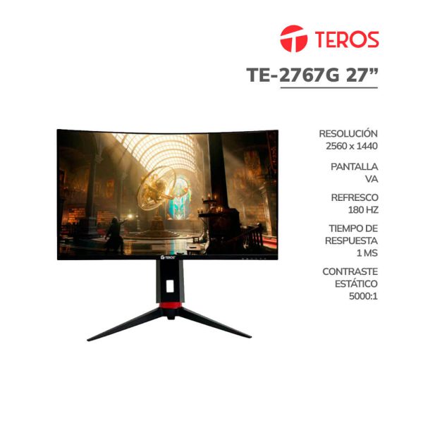 MONITOR GAMER TEROS (TE-2767G) 27 QHD 180HZ VA CURVO |1MS|HDMI-DP