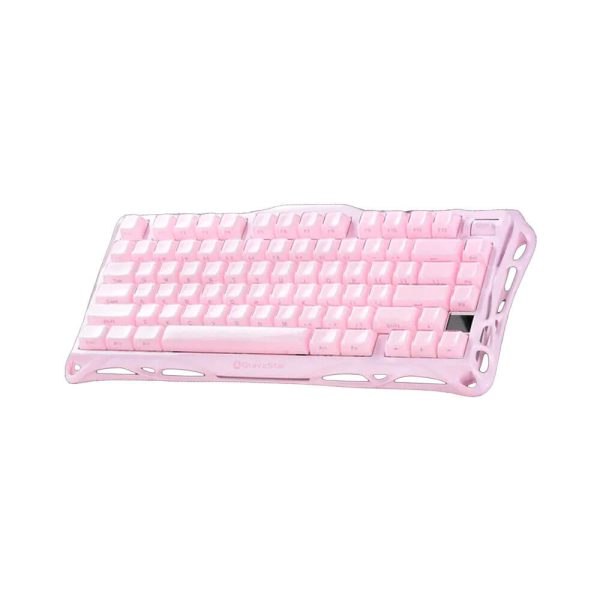 TECLADO GAMER GRAVASTAR MERCURY K1 (GSK1-P-PNK) WIRED - BT - WIRELESS | LED-RGB | SAKURA PINK