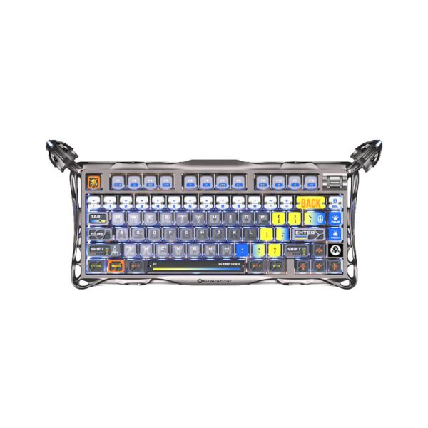 TECLADO GAMER GRAVASTAR MERCURY K1 PRO (GSK1PRO-S-CGRY) WIRELESS| LED-RGB| INTERSTELLAR SILVER