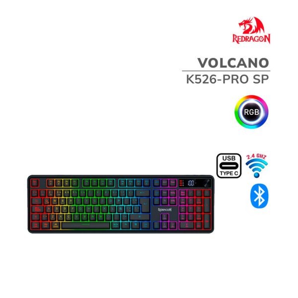 TECLADO GAMER REDRAGON VOLCANO (K526-PRO SP) WIRED - WIRELESS - BT | LED-RGB