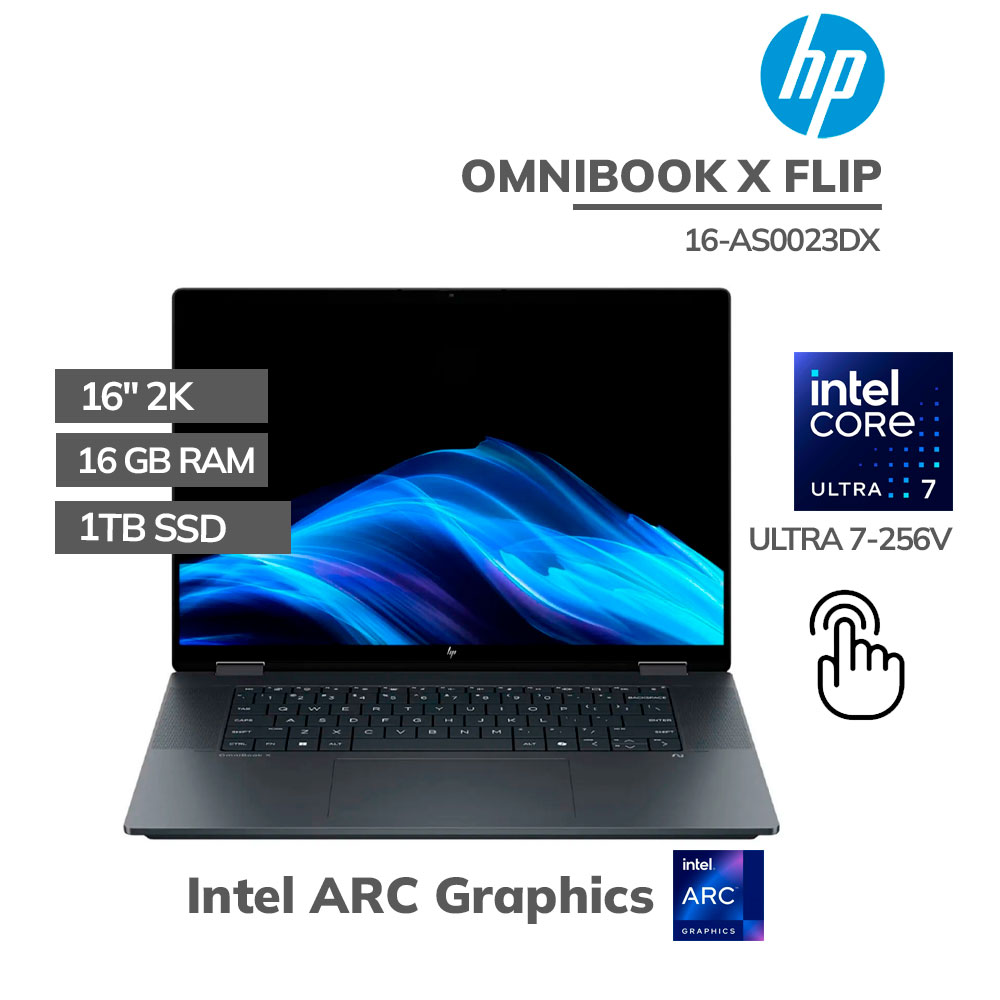 16-AS0023DX LAPTOP HP OMNIBOOK X FLIP 16-AS0023DX ULTRA 7-256V 16GB 1TB 16" 2K TOUCHSCREEN WINDOWS 11 - Imagen 1