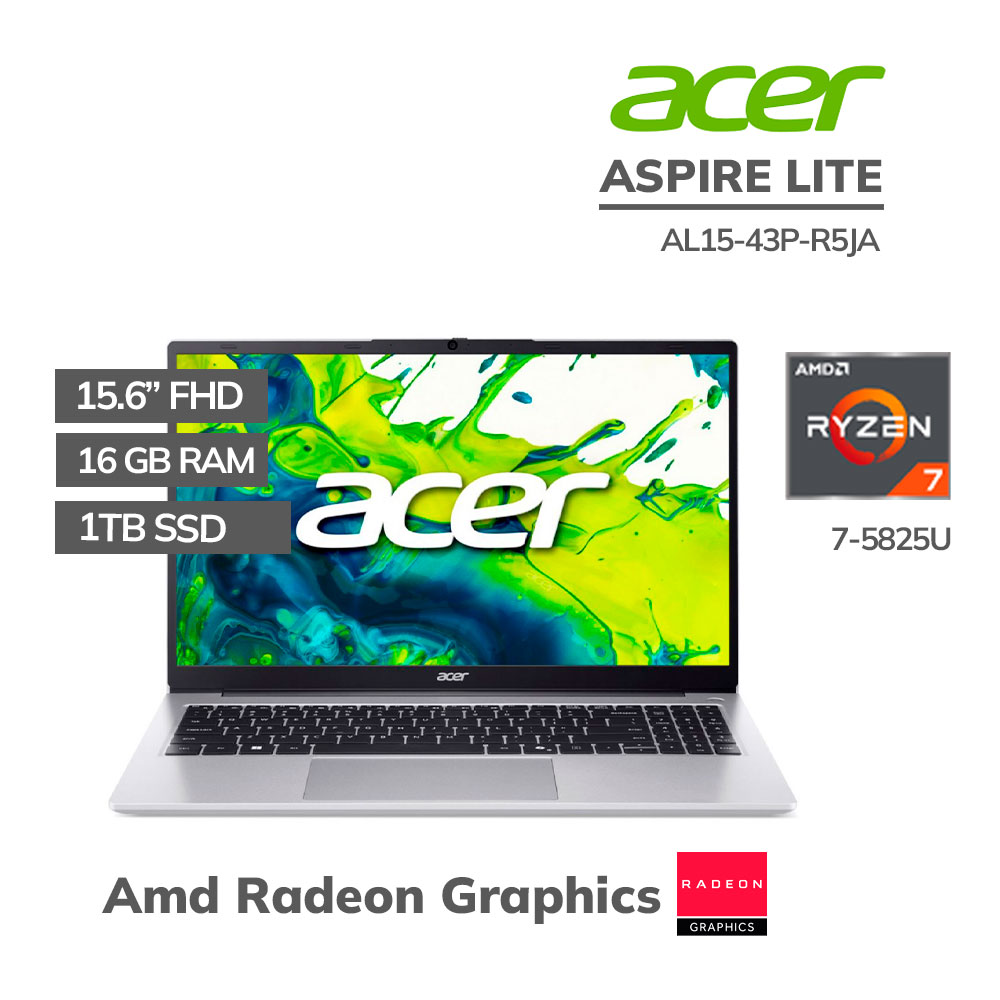 AL15-43P-R5JA LAPTOP ACER ASPIRE LITE AL15-43P-R5JA RYZEN 7-5825U 16GB 1TB SSD 15.6 FHD WINDOWS 11 - Imagen 1