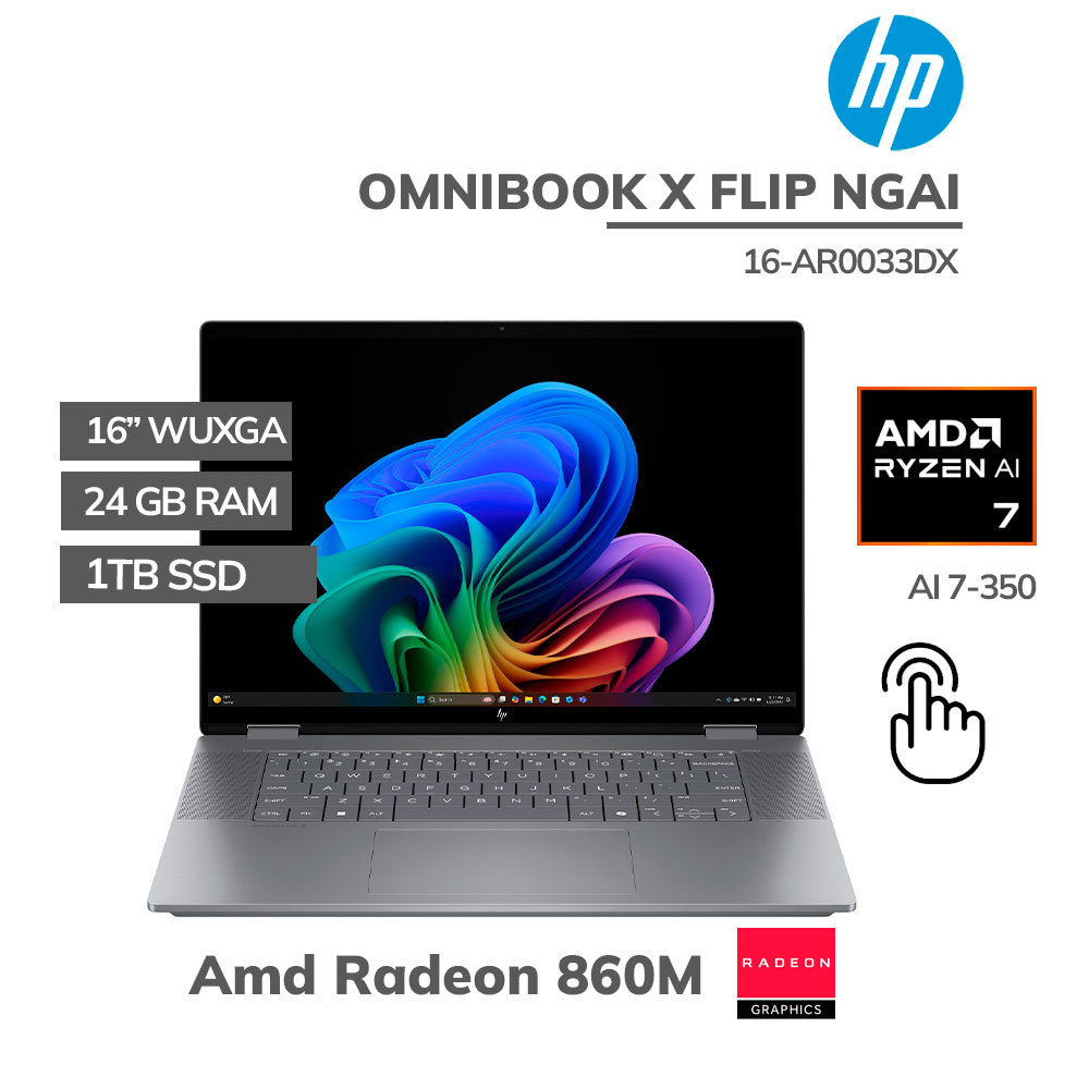 B5UJ5UAR-ABA LAPTOP HP OMNIBOOK X FLIP NGAI 16-AR0033DX RYZEN AI 7-350 24GB 1TB SSD 16 WUXGA TOUCHSCREEN WINDOWS 11 (B5UJ5UAR-ABA) - Imagen 1