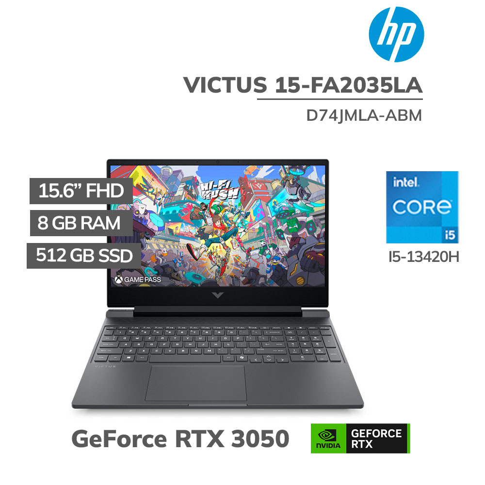 D74JMLA-ABM LAPTOP GAMER HP VICTUS 15-FA2035LA I5-13420H 8GB 512GB SSD RTX 3050 6GB 15.6 FHD FREEDOS (D74JMLA-ABM) - Imagen 1