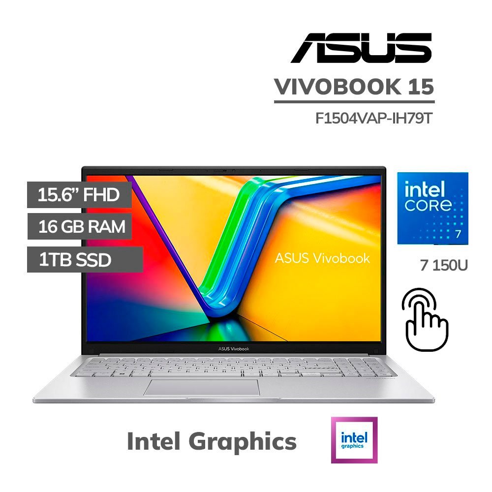 F1504VAP-IH79T_ LAPTOP ASUS VIVOBOOK 15 F1504VAP-IH79T CORE 7-150U 16GB 1TB SSD 15.6 FHD TACTIL WINDOWS 11 - Imagen 1