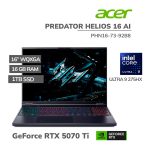 LAPTOP GAMER ACER PREDATOR HELIOS 16 AI PHN16-73-92B8 ULTRA 9 275HX 16GB 1TB SSD RTX 5070 TI 12GB 16 WQXGA WINDOWS 11