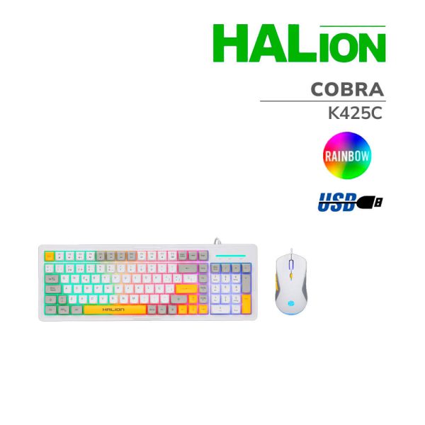 KIT GAMER HALION COBRA (K425C) TECLADO + MOUSE | LED-RAINBOW