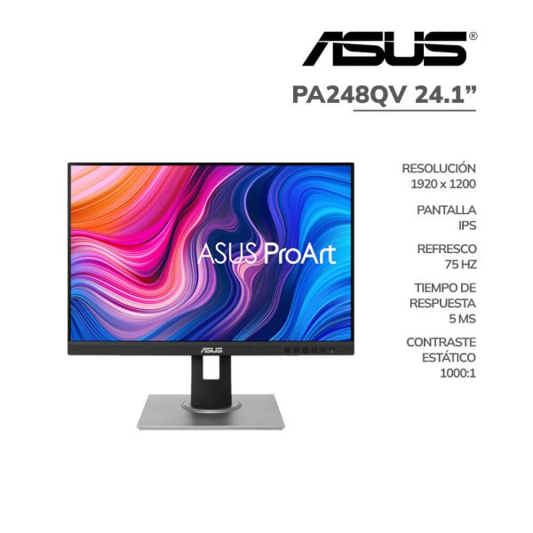 MONITOR ASUS 24.1" PROART (PA248QV) PANEL IPS | WUXGA 1920X1200 | 75HZ - 5MS | HDMI - DP - VGA