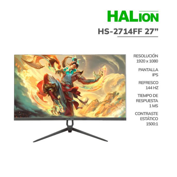 MONITOR GAMER HALION 27" (HS-2714FF) PANEL IPS | 144HZ - 1MS | HDMI - DP