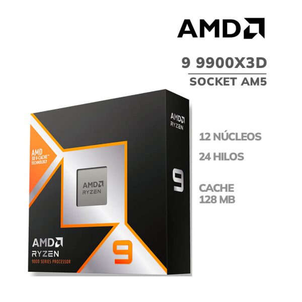 PROCESADOR AMD RYZEN 9 9900X3D 4.40 / 5.50 GHZ - 128 MB (100-1000001368WOF)