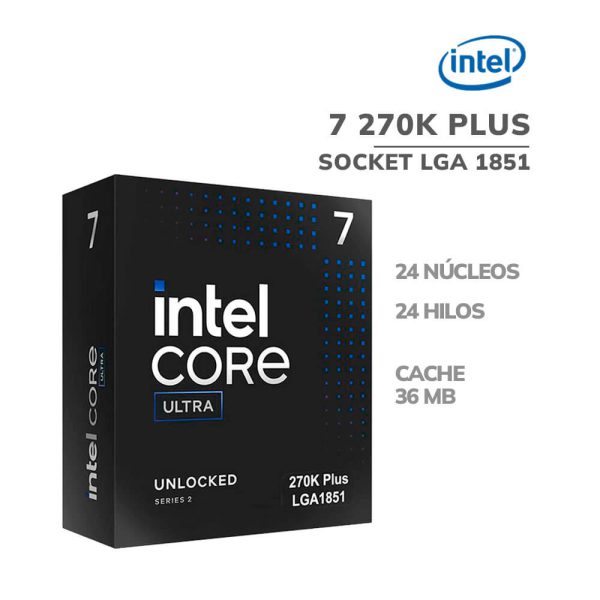 PROCESADOR INTEL CORE ULTRA 7 270K PLUS 3.7 / 5.5GHZ - 36MB (BX80768270K) LGA1851